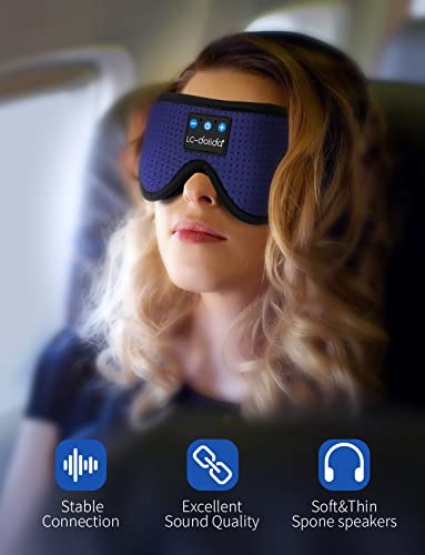 Image of LC-dolida Sleep Headphones, Sleep Mask Bluetooth Wireless Music Eye Mask, Sleeping Headphones for Side Sleepers Sleep Mask with Bluetooth Headphones Ultra-Thin Stereo Speakers Perfect for Sleeping