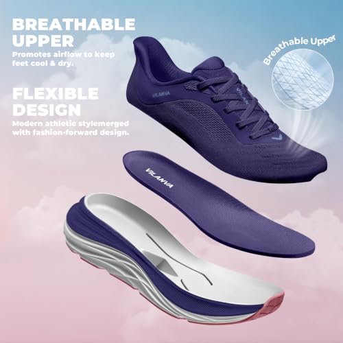 Image of Vilanva Women's Comfortable Walking Shoes Cushion Running Tennis Shoes Non-Slip Workout Gym Athletic Breathable Trendy Fashion Sneakers
