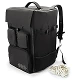 Meeple People Board Game Backpack with 10 Board Game Bands, Padded Straps, Carrying Handle, Pockets for Small Games and Accessories