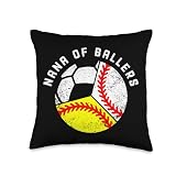 Nana of Ballers Funny Baseball Softball Soccer Nana Throw Pillow