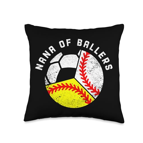 Nana of Ballers Funny Baseball Softball Soccer Nana Throw Pillow