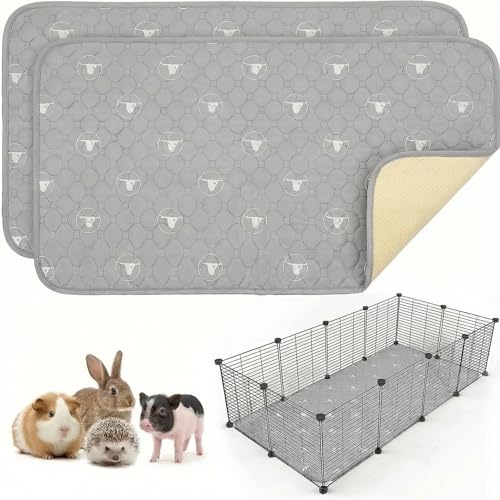 PJYucien Washable Pee Pads for Guinea Pig 2 Pack, 24" x 48" Non-Slip and Leak-Proof Pee Mat, Training Pads for Whelping, Crate, Bed (Grey) by PJYuCien - Used condition - US$19.94