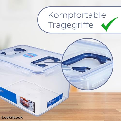 LocknLock PP CLASSIC Aufbewahrungsbox mit Deckel und Griffen | 16 L, 361 x 274 x 212 mm | 100 % Luftdicht | halbtransparenter Vorratsbehälter | Vorratsbehälter mit Deckel für Haushaltsgegenstände