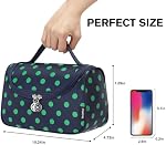 Yeiotsy Travel Cosmetic Bag for Women – Polka Dot Makeup Bag Organizer & Hanging Toiletry Bag (Navy Blue)