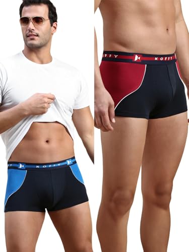 Image of KOFFY Pliable Cotton Modal Colorblocked Mini Trunk with Seamless Waistband