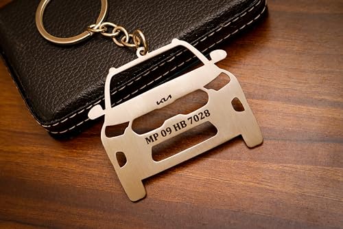 Image of Personalized Car Keychain Compatible for Kia Sonet Models | Premium Customized Name Engraved Metal Car Keyring | Premium Car Accessory Gift for Men Women & Car Lovers | For Daily Use
