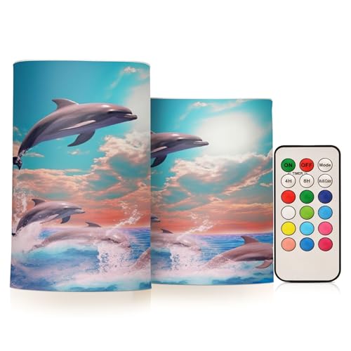 Sevdomey Jolis dauphins bougies sans flamme avec télécommande, bougies à flamme réaliste,...