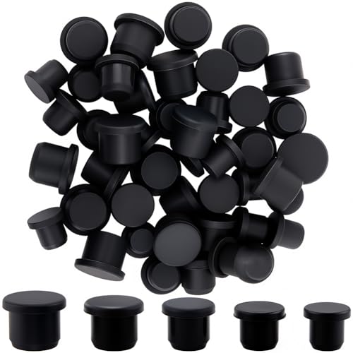 Image of GORGECRAFT 50Pcs 5 Sizes Silicone Hole Plug Black Round Rubber Waterproof Salt and Pepper Shakers Stopper Replacement Flexible Stopper Fit for 8.3-12.5mm Inner Diameter Hole Bottles Pipes Flower Pots
