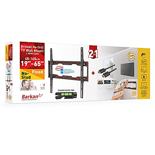 Support mural TV cloison sèche fixe sans percer pour écran plat LED LCD noir - 6