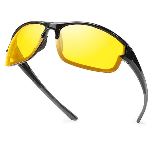 IGnaef Night Driving Glasses for Women Men Polarized Anti Headlights Glare Wrap Around Night Vision Pro Glasses Nighttime IF1806