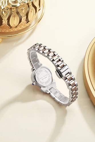 Image of Giordano Analog Quartz Watch for Women with Oval Dial, Water Drop Shaped Case, Blue Crown, Stainless Steel Strap - GZ-60155