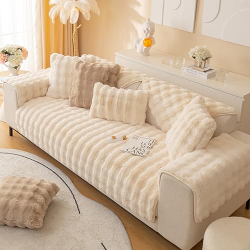 Housse de protection de canapé lavable en peluche verte pour canapé 1 2 3 places