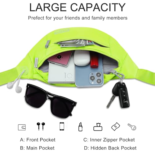 Image of MAXTOP Large Crossbody Fanny Pack with 4-Zipper Pockets,Gifts for Enjoy Sports Festival Workout Traveling Running Casual Hands-Free Wallets Waist Pack Phone Bag Fits All Phones