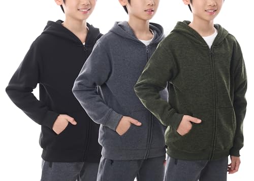Image of WHITE PEAK TRADING COMPANY 3 Pack Boys Hoodies Fleece Classic Athetic Pullover & Zip-Up Sweatshirts Kids Clothes 6-20