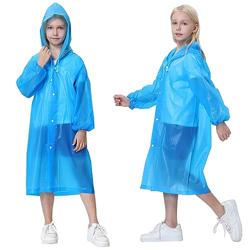 Genérico Abrigo De Lobo paquete de 2 ponchos de lluvia EVA para, chubasqueros para niños con capucha para niña y niño Abrigo Perritos Invierno (Blue, One Size)