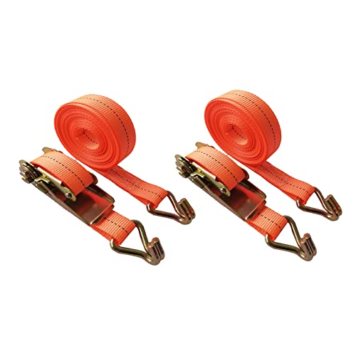 Heavy Duty Ratchet Tie Strap,1 Inch X 20 Foot Ratchet Strap With Vinyl Coated Wire J Hook, Orange Tie Down Straps,Dependable Strap And Hook For Moving, Hauling, Motorcycles, Securing Cargo (2 Pack) #TOP8
