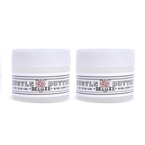 TATTOO HUSTLE BUTTER DELUXE ORIGINAL 2er Pack – 2x 30ml vegane Tattoopflegecreme, natürliche Inhaltsstoffe wie Mango-, Papaya- und Sheabutter fördern die Heilung, reduziert Rötungen und Schwellungen