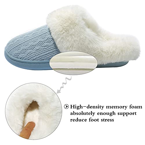 Womens Cozy Fuzzy Plaid House Slippers Memory Foam Slip on Indoor Outdoor3
