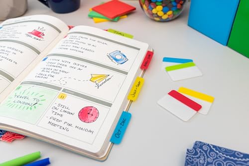 Post-It Index Tabs Lined Strong 25mm Assorted Green Blue Red Ref 686L-GBR [Pack 66] (686L-GBR)