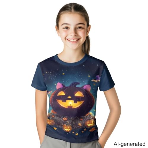 Image of Novelty 3D Graphic T Shirts for Kids Crew Neck Funny Animal Print Short Sleeve Girls Tshirts 3-16 Years