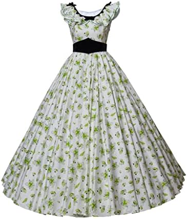 Gone with The Wind Scarlet Cosplay Costume Civil War Dress for Women (S, Floral)