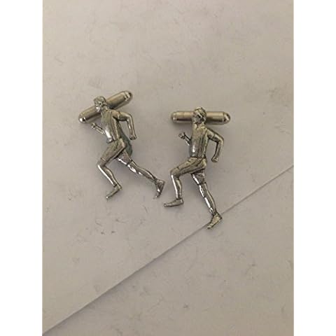 Handmade Running Man English Pewter Cufflinks Cover