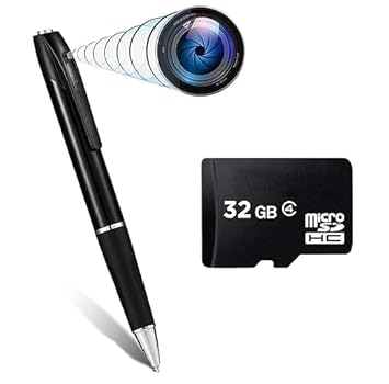 Spy Hidden Camera Pen with Free 32GB Sd Card Spy Pen 1080P Full HD Video Audio Recording Indoor Outdoor Mini Cam for Home Security, Business & Learning