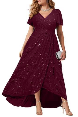 Pinup Fashion Burgundy Plus Size Formal Dress Maroon Bridesmaid Holiday Wedding Guest New Year Christmas Evening Prom Gowns Long Dress