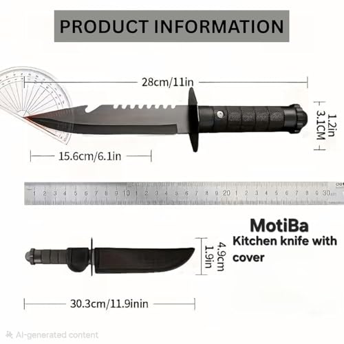 Image of MotiBa Kitchen Knife with Cover for Kitchen and Home (Black, Set of 1)