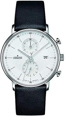 Junghans Form C Chronoscope Quartz Matt Silver Watch | Black Calfskin 041/4770.00