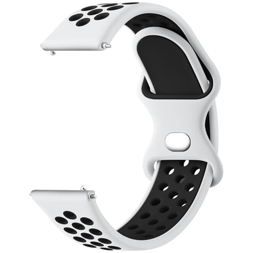 Meliya 20mm 22mm Watch Bands Quick Release Replacement Wristband, Soft Silicone Bands Breathable Sport Replacement Straps for Men Women (20mm, White-Black) by Meliya - Used condition - US$7.19