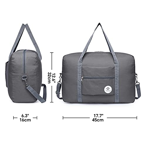 For Spirit Airlines Foldable Travel Duffel Bag Tote Carry on Luggage Sport Duffle Weekender Overnight for Women and Girls (3112 Grey ( with Shoulder Strap))