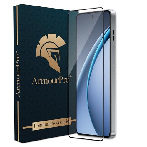 Image of ArmourPro Military Grade Gorilla Tempered Glass Screen Protector Compatible For Oppo k13 Turbo (6.8 Inch) With Easy Installation Kit| Edge To Edge Coverage |Black