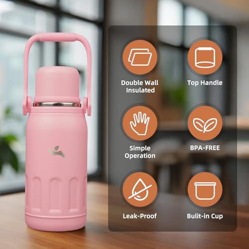 Image of Konokyo 27oz Thermos for Cold Drinks, Insulated Water Bottle, Pink