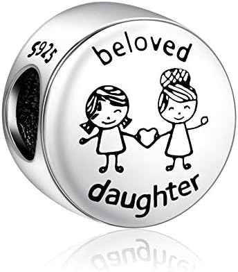 NINGAN Heart beads charms family series pendant for parent grandparents, sisters holiday Day Gift compatible bracelet necklace
