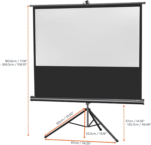 celexon Economy Stativ-Leinwand schwarz 70 | 158x89 cm 16:9 | mobil transportable 4K, Full-HD Beamerleinwand mit manuellem Rollauszug f&uuml;r Heimkino, B&uuml;ro & Outdoor | inkl. Standfu&szlig; + Tragegriff
