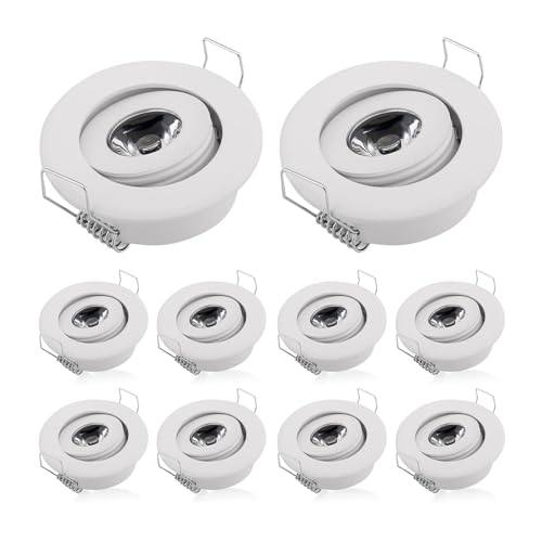 Image of Pack of 10 Cold White 3W Mini LED Down Lights Small Recessed Round LED spotlihgts Under Cabinet Lights 6000K