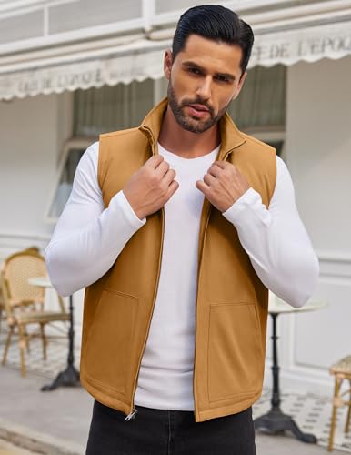 Image of COOFANDY Men's Sleeveless Jacket Casual Lightweight Outerwear Vest with Zipper Outdoor Work Hiking Travel Golf Vest with Pockets