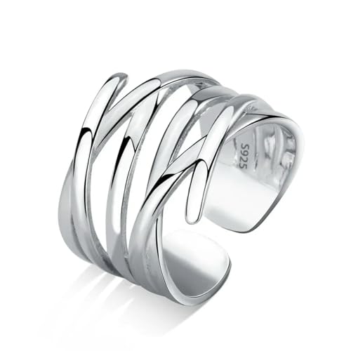 Bague en argent d’or pour les femmes Intersection multicouche irrégulière à large surface personnalisée de style minimaliste bijoux d’anniversaire