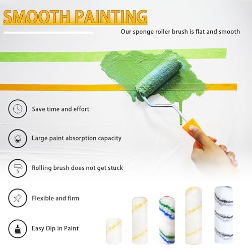 Hubaow 50 Pieces Paint Roller Cover, 6 inch Microfiber Roller Covers, Washable Covers for Roller Frame, House Painting Supplies, Naps for Paint Roller Brush for Painting Walls Ceilings