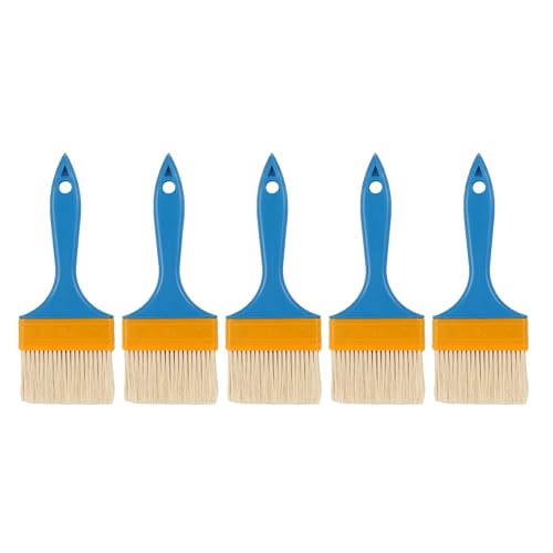 BQLZR Pincel plano con mango de plástico azul para pintor profesional de 3 pulgadas, paquete de 5