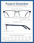 Reading Glasses For Men, Blue Light Blocking Mens Readers Full Metal Frame Rectangle Eyeglasses with Spring Hinge