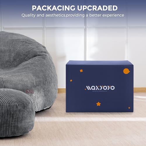 MAXYOYO Sitzsack mit Fußhocker für Erwachsene & Kinder, Cord Bean Bag Sofa & Pouf mit Schaumstofffüllung, Lounge Sessel mit Griff für Wohnzimmer, Schlafzimmer, Gaming, Lesen, Entspannen