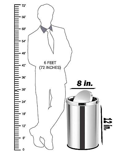 Image of ROYAL SAPPHIRE Stainless Steel Trash can,Bathroom Trash can with lid，Small Trash Can with Flipping Lid, 2.4gallon,Garbage cans for Kitchen，Living Room.