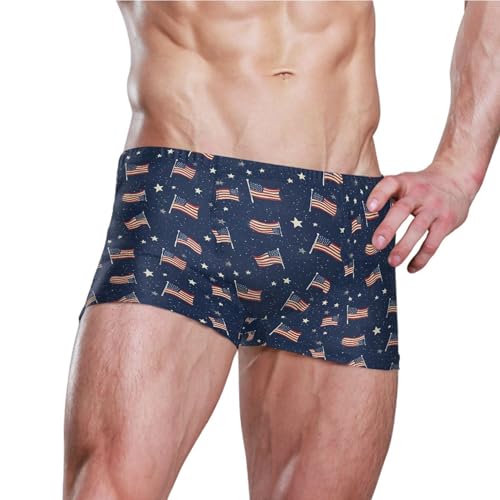 July 4th Independence Day American Flag Mens Swim Trunk Bathing Suit Swim Brief Square Leg Board Short S B04045933