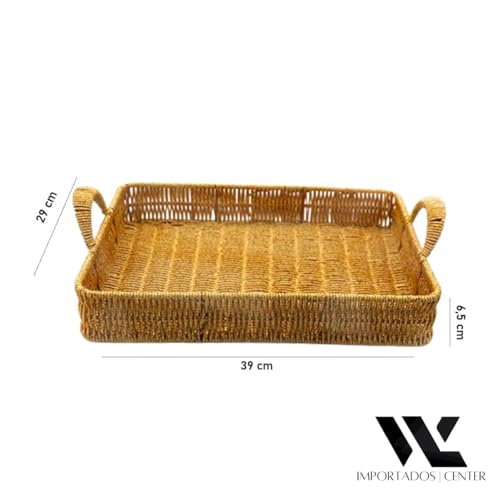 Cesta Bandeja Travessa Organizadora Multiuso Decoração Cozinha Banheiro Rattan (Marrom Claro)