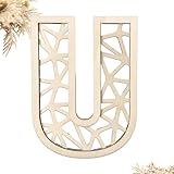 AOCEAN 8 Inch Wooden Rattan Letters Rustic Boho Letters Decor for Wall Customizable Personalized Initials Perfect for Nursery Baby Shower & Home Decoration (U)