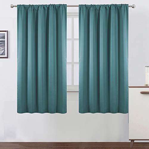 LEMOMO Sea Teal Blackout Curtains/52 x 63 Inch/Set of 2 Panels Room Darkening Curtains for Bedroom