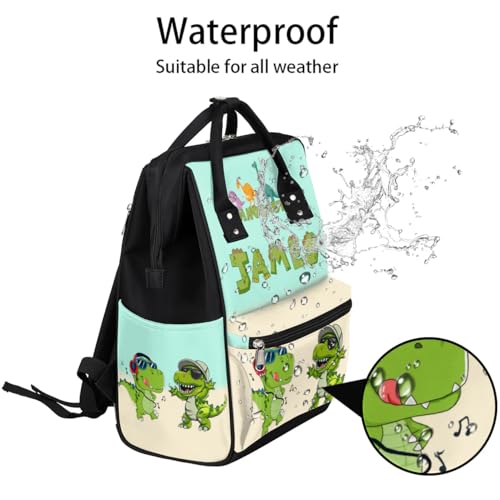 Image of Dinosaur Diaper Bag Backpack for Baby Boys Personalized Baby Boys Diaper Backpack Large Nappy Backpack for Mom Dad Dino Mommy Bag