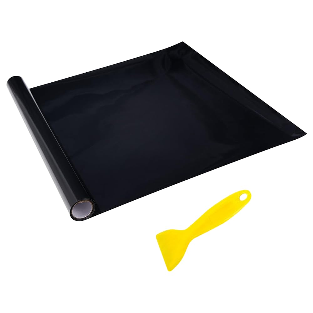AKSIQIOL Black Aquarium Background Film, Static Cling Fish Tank Sticker with Scraper